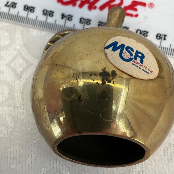 Brass Apple Bell Paperweight With Leaf Detail - Picture 5 of 5